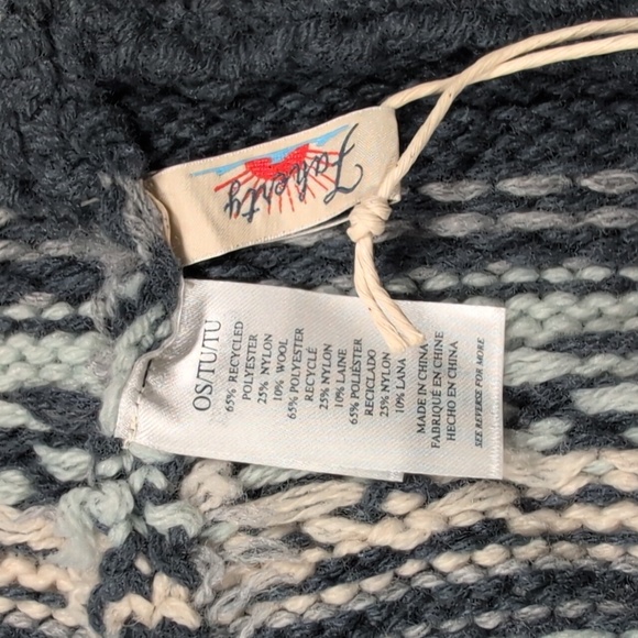 485. Faherty Chunky Knit Sun and Wave Beanie | Color: Slate Blue - Picture 4 of 4